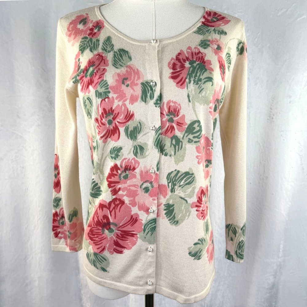 LK Bennett‎ Silk Angora Twee Coquette Cardigan Sweater Cottagcore Granny Size M